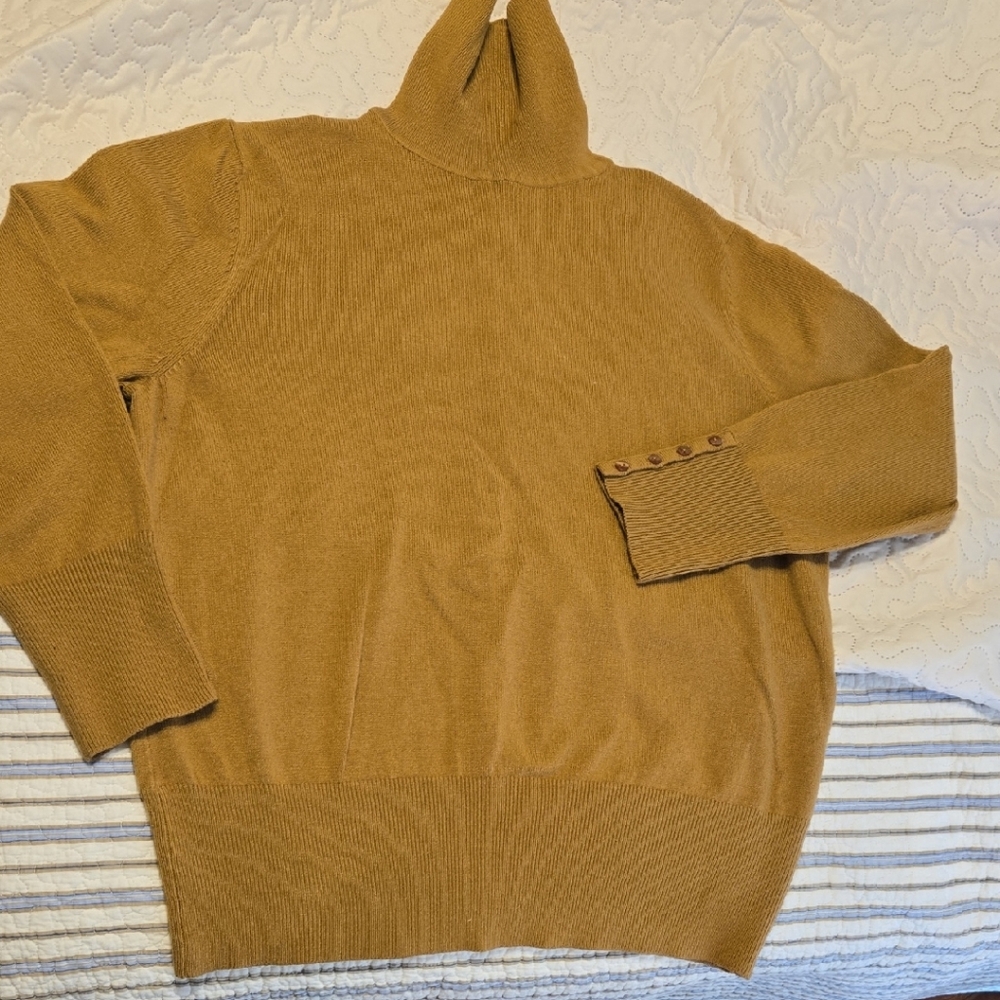 JM Collection Women's Tan Turtleneck Sweater